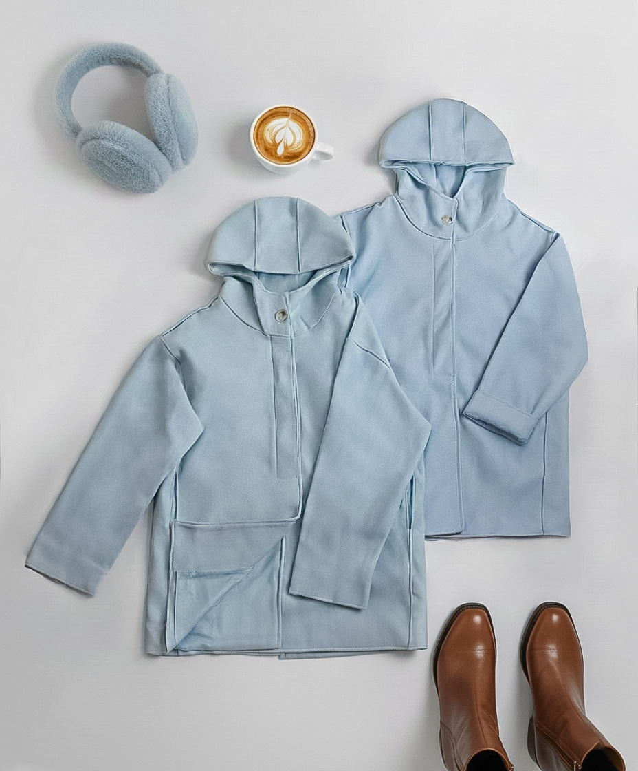 مانتو کلاهدار وارداتی کد ۴۱۰۱۳