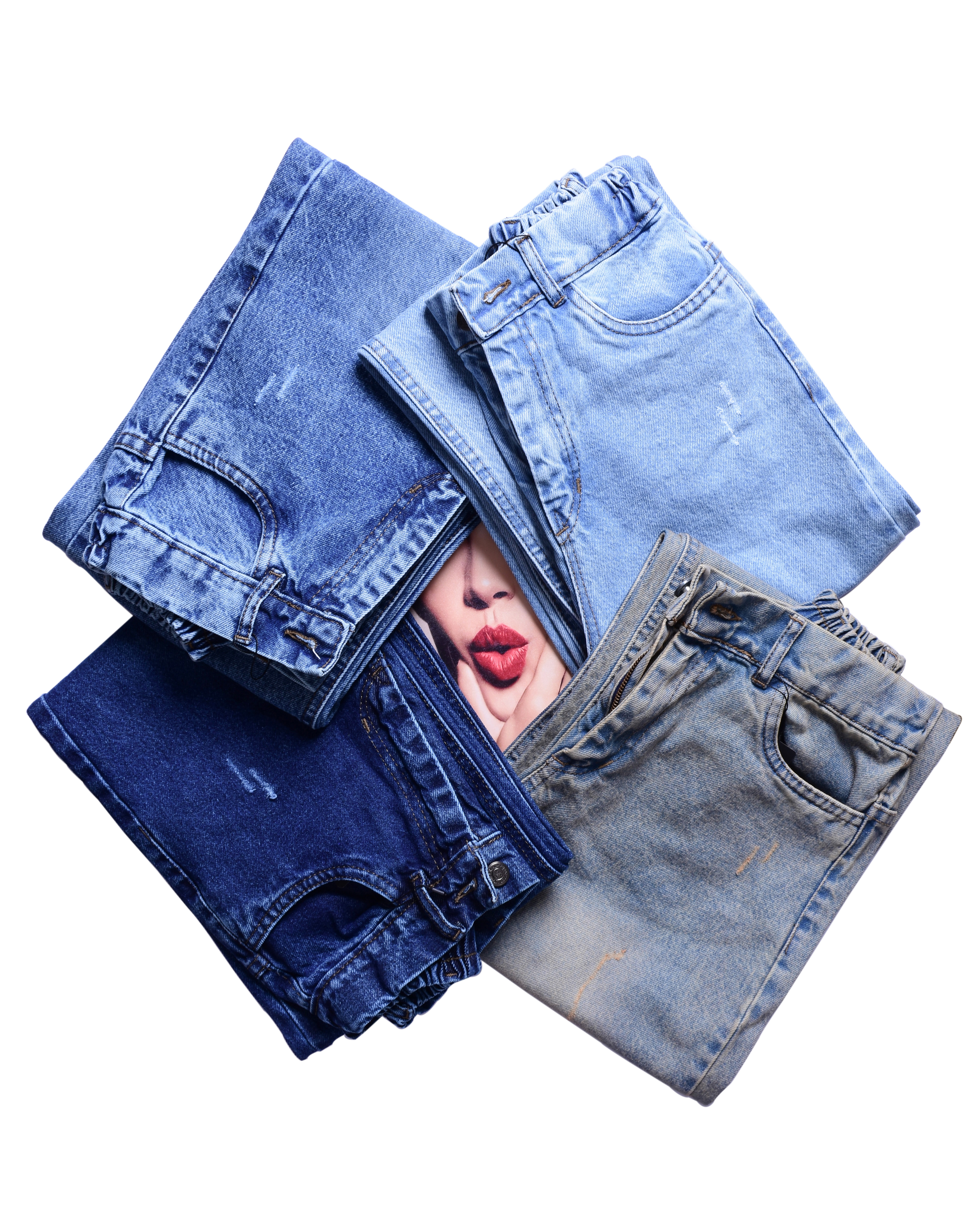 شلوار جین نیم بگ کد ۴۱۰۱۱