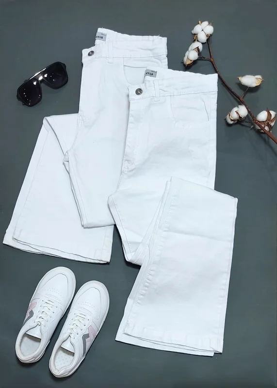 شلوار جین دمپا رنگ سفید